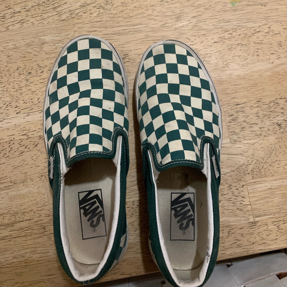 Vans green checkered shoes